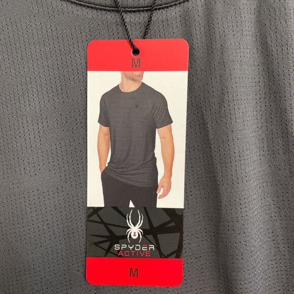 NEW Spyder Active Men's M Gray Short Sleeve Athletic Shirt Polyester/Spandex - Picture 6 of 8